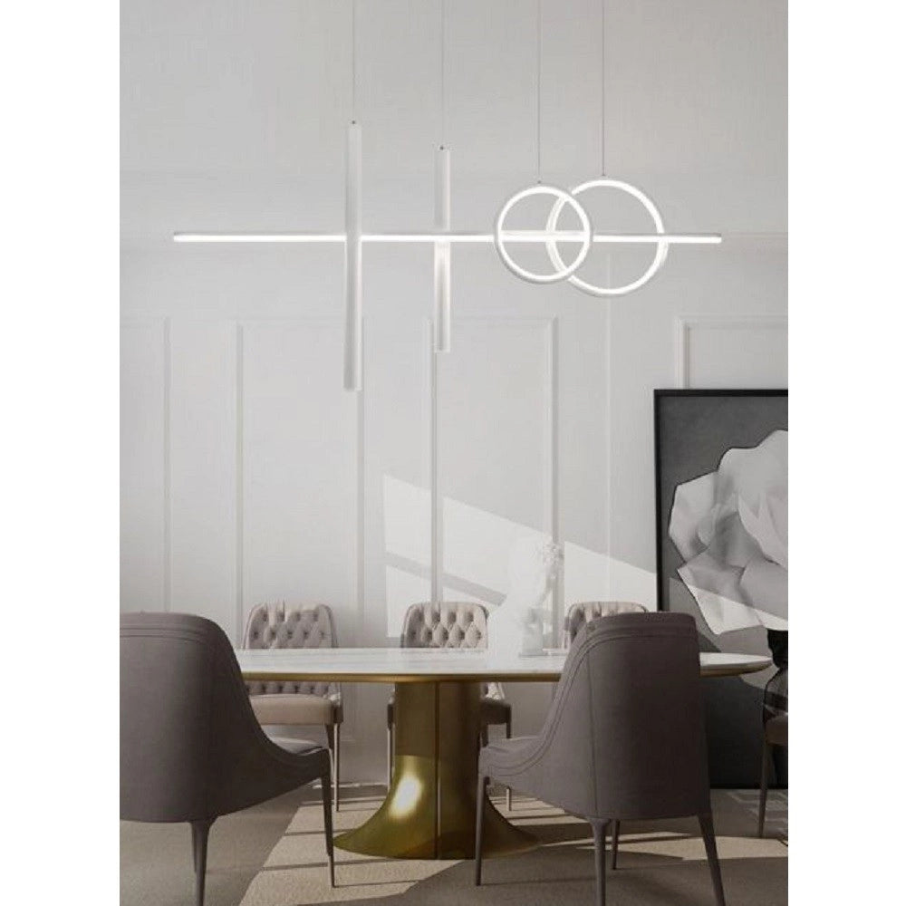 Trade Shop - Lampadario Sospeso Con Anelli Punto Luce Cilindri Luce 6500k 4000k 3000k Lp-42b -