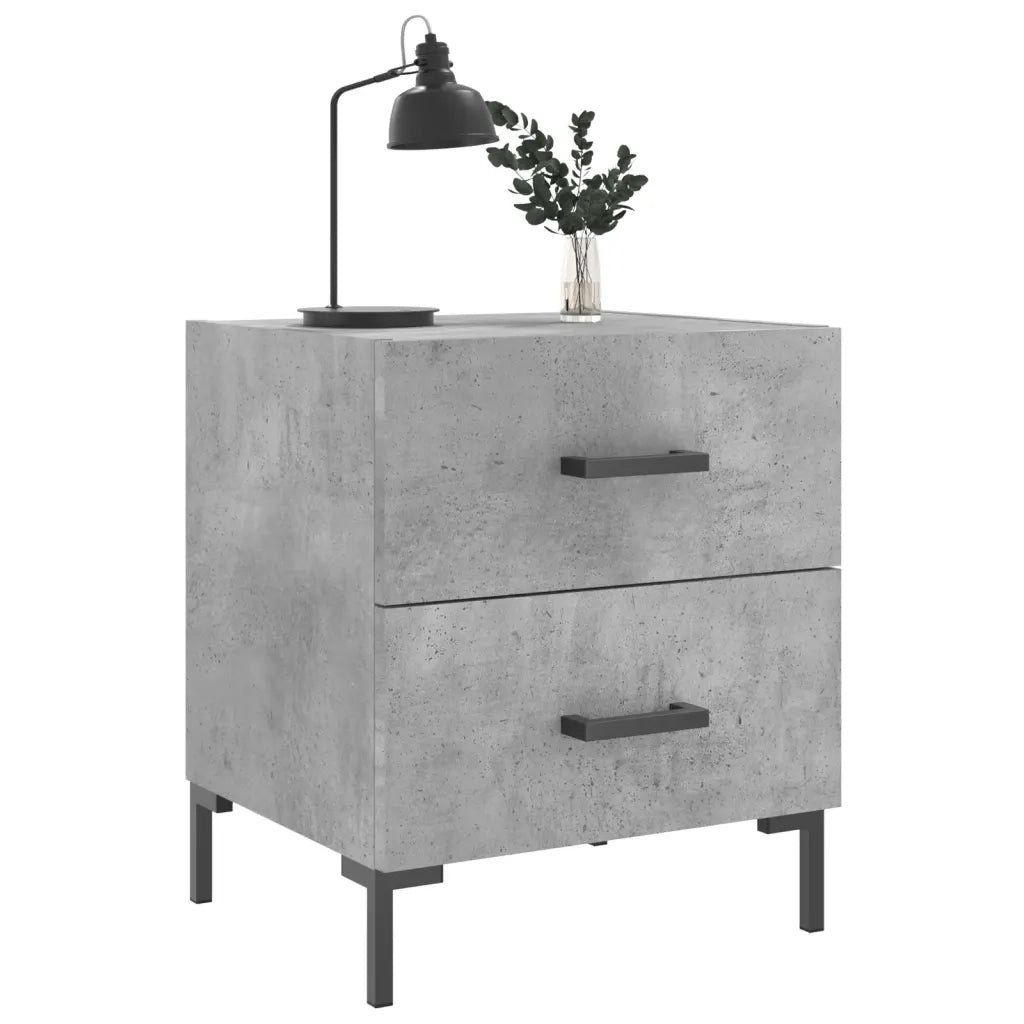 Comodino | Armadio da Notte | Mobiletto da notte Grigio Cemento 40x35x47,5 cm in Legno Multistrato