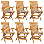 Sedie Giardino Cuscini Motivo Quadri Grigio 6pz Massello Teakcod mxl 94505
