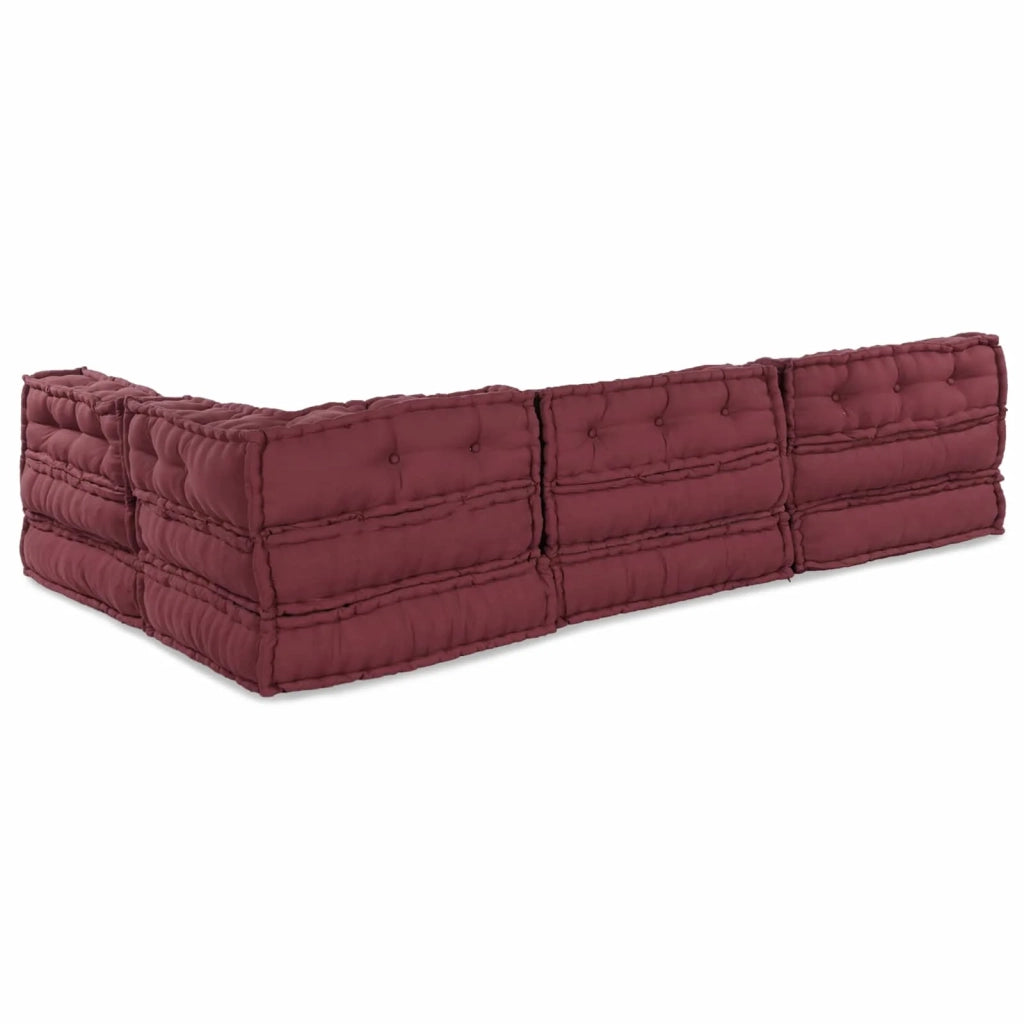 Unità di Divano Modulare 4 pcs Bordeaux Tessuto