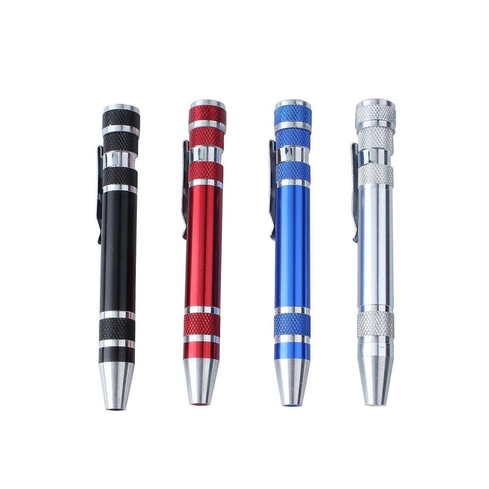 Trade Shop - Penna Di Precisione 8in1 In Alluminio Multifunzione Set Punte Cacciaviti Cacciavite Torx -