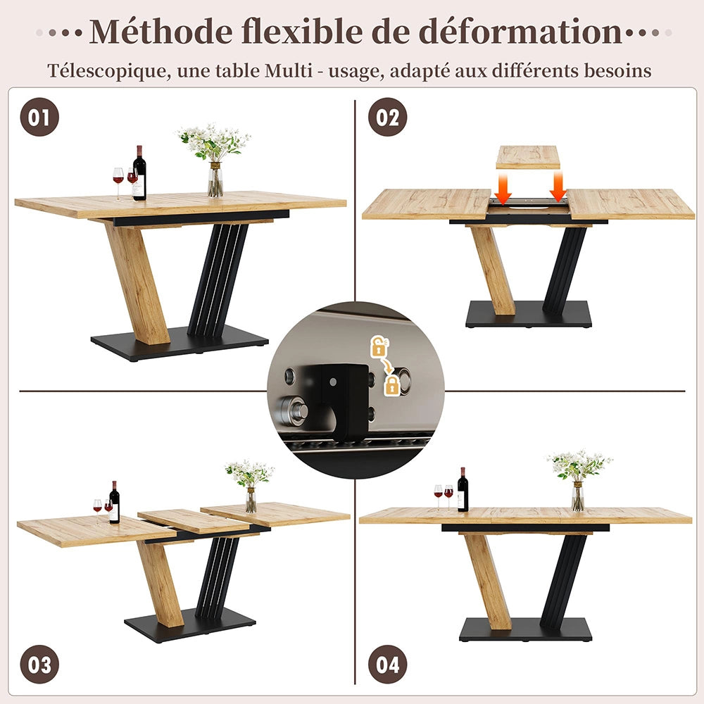 Set da pranzo 5 pezzi - Xylo - Tavolo allungabile 120(160)x80x76 cm - Sedie velluto grigio per 4-6 persone