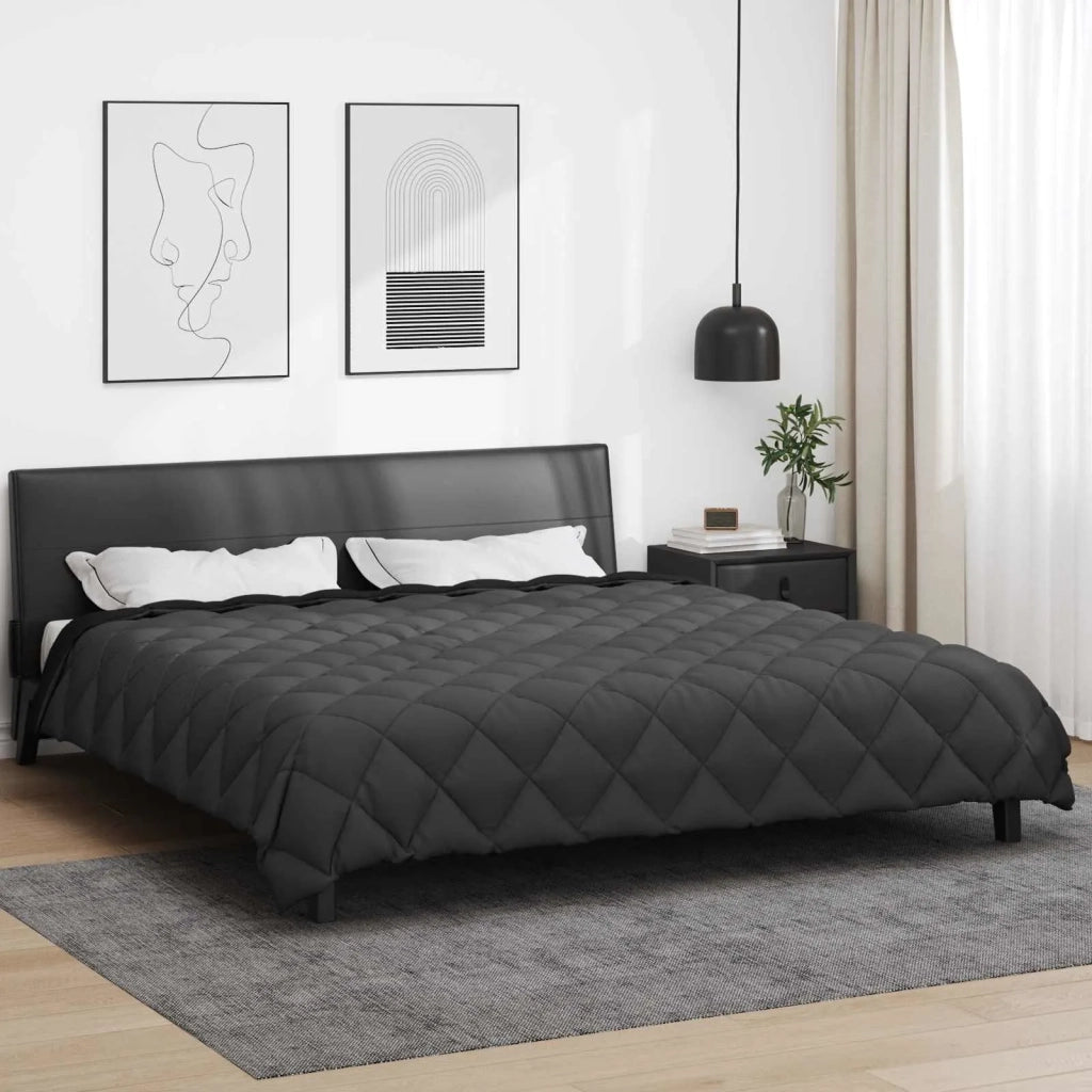 Duvet Invernale Nero e antracite 220 x 260 cm Microfibra 42025726