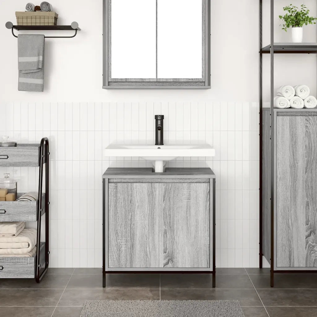 Mobile Lavabo da Bagno-Armadietto da bagno Grigio Sonoma 60x34,5x60 cm