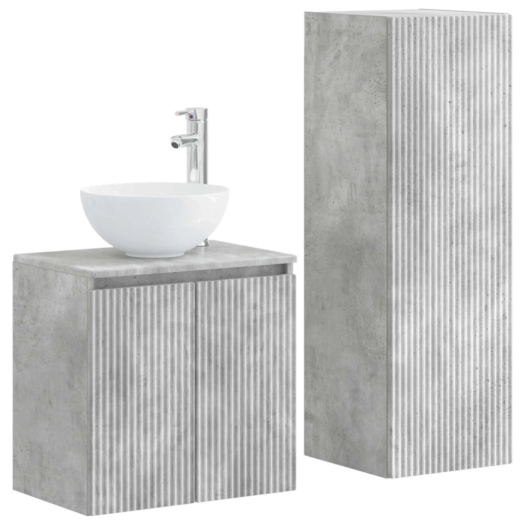 Set di mobili per il bagno 2 pz Grigio Cemento 3406116