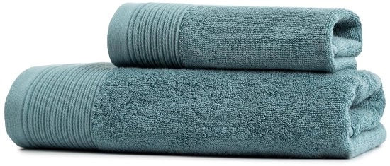 Set di asciugamani - estremamente morbidi e assorbenti - 2 pezzi - blu chiaro - 100% cotone