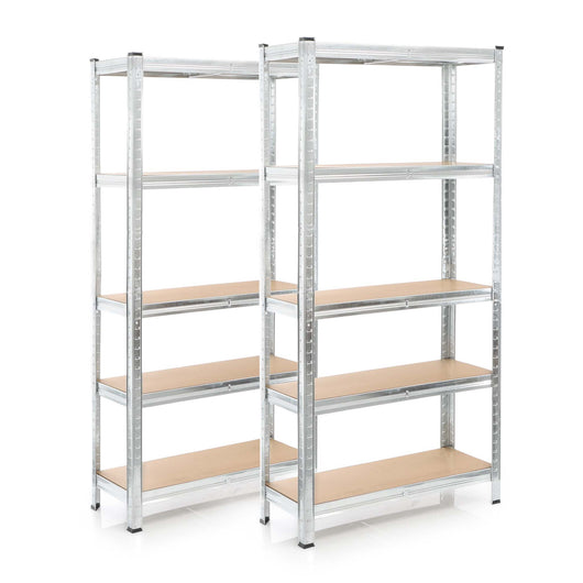 Set 2x scaffali a incastro per carichi pesanti 154x75x30cm Max 875kg l’uno Acciaio 5 ripiani