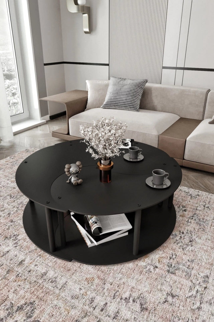 Set di tavolini in legno "Yin" 70 x 70 x 38 cm - Nero