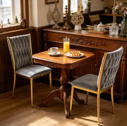 Set 2 sedie da pranzo in velluto grigio scuro e oro