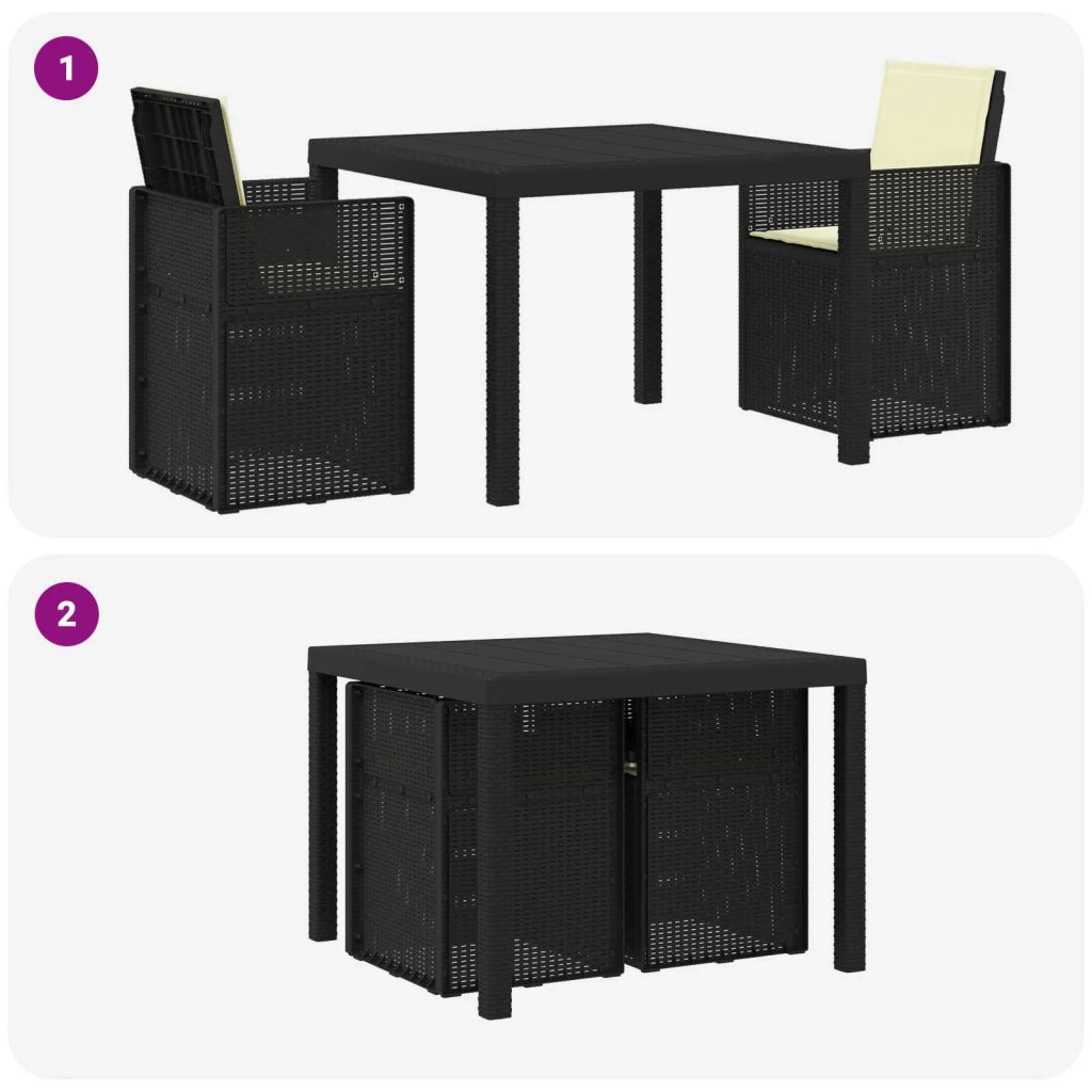 Set da Pranzo per Giardino 3 pcs Antracite e Crema PP