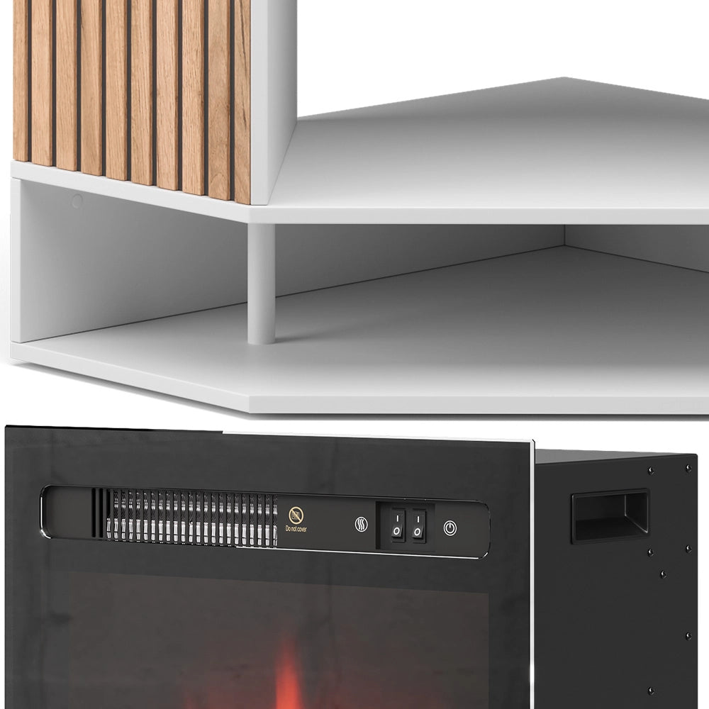 Vicco Caminetto elettrico Bianco 100 cm con effetto fiamma realistico e riscaldatore da 1800W