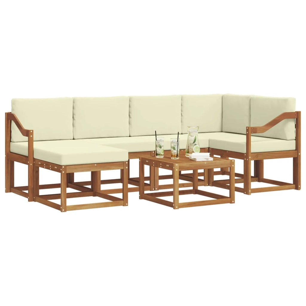 Set di divani da esterno con cuscino 7 pcs Naturale e Crema 3366688