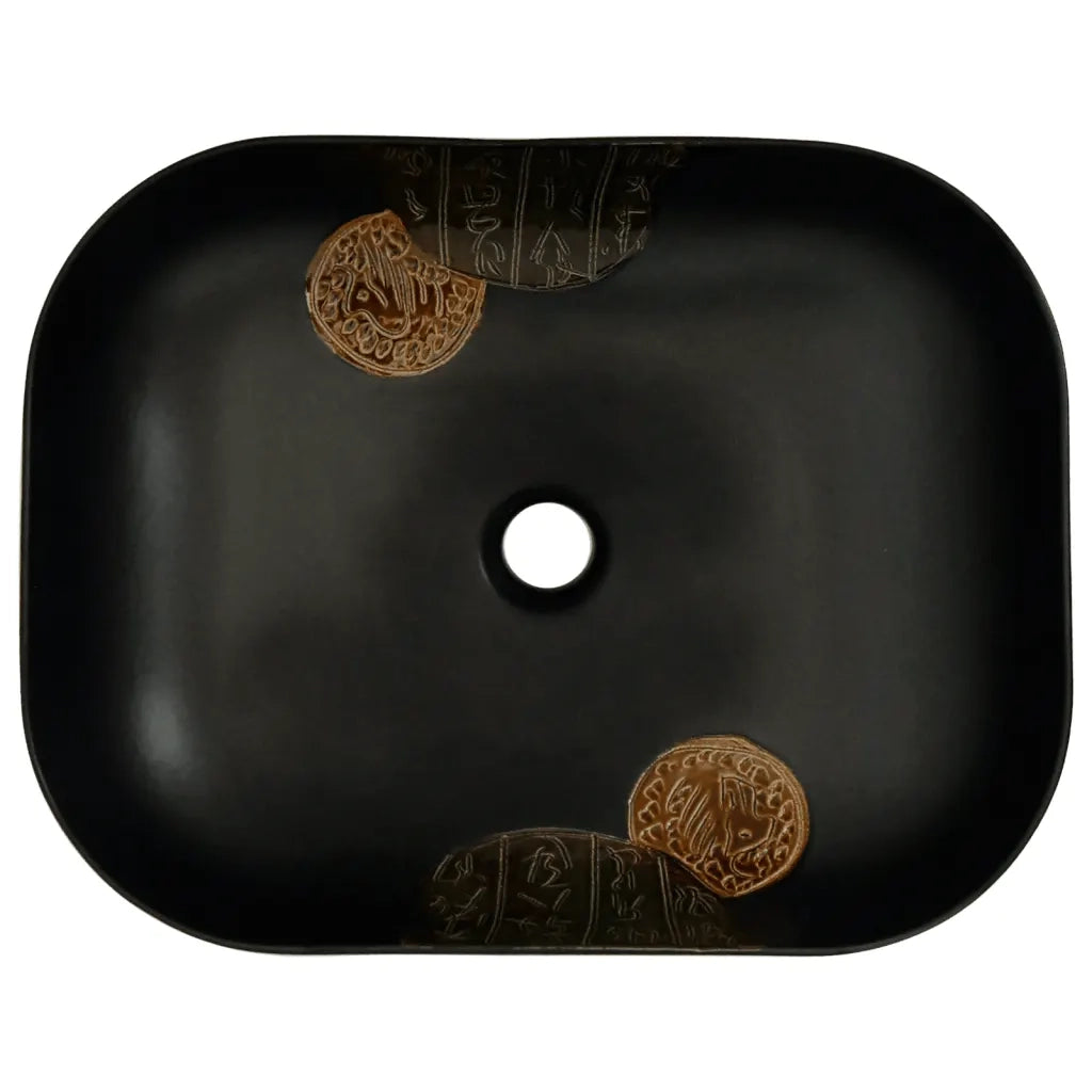 Lavabo da Appoggio-Lavandino-Lavello Nero Rettangolare 48x37,5x13,5 cm Ceramica