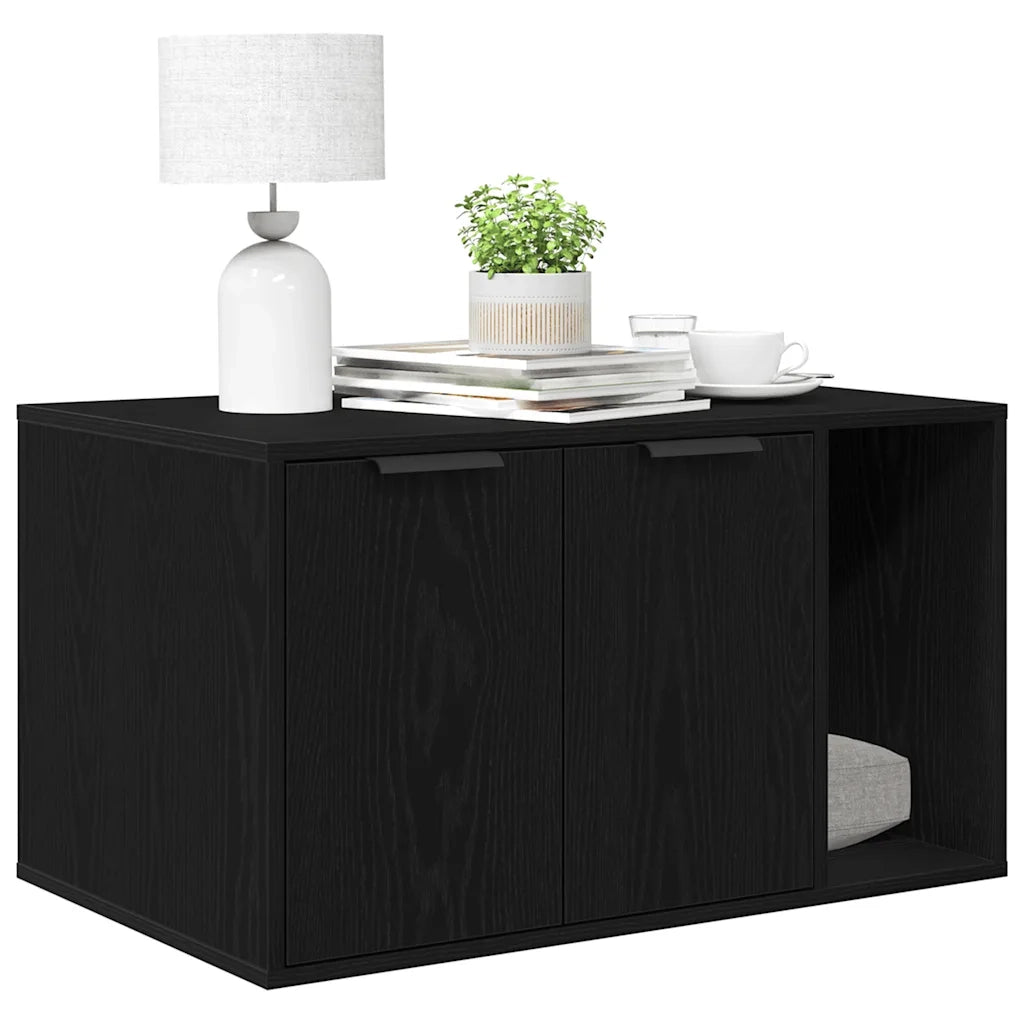 Lettiera per gatti in rovere nero 80x50x45 cm in legno ingegnerizzato 865987