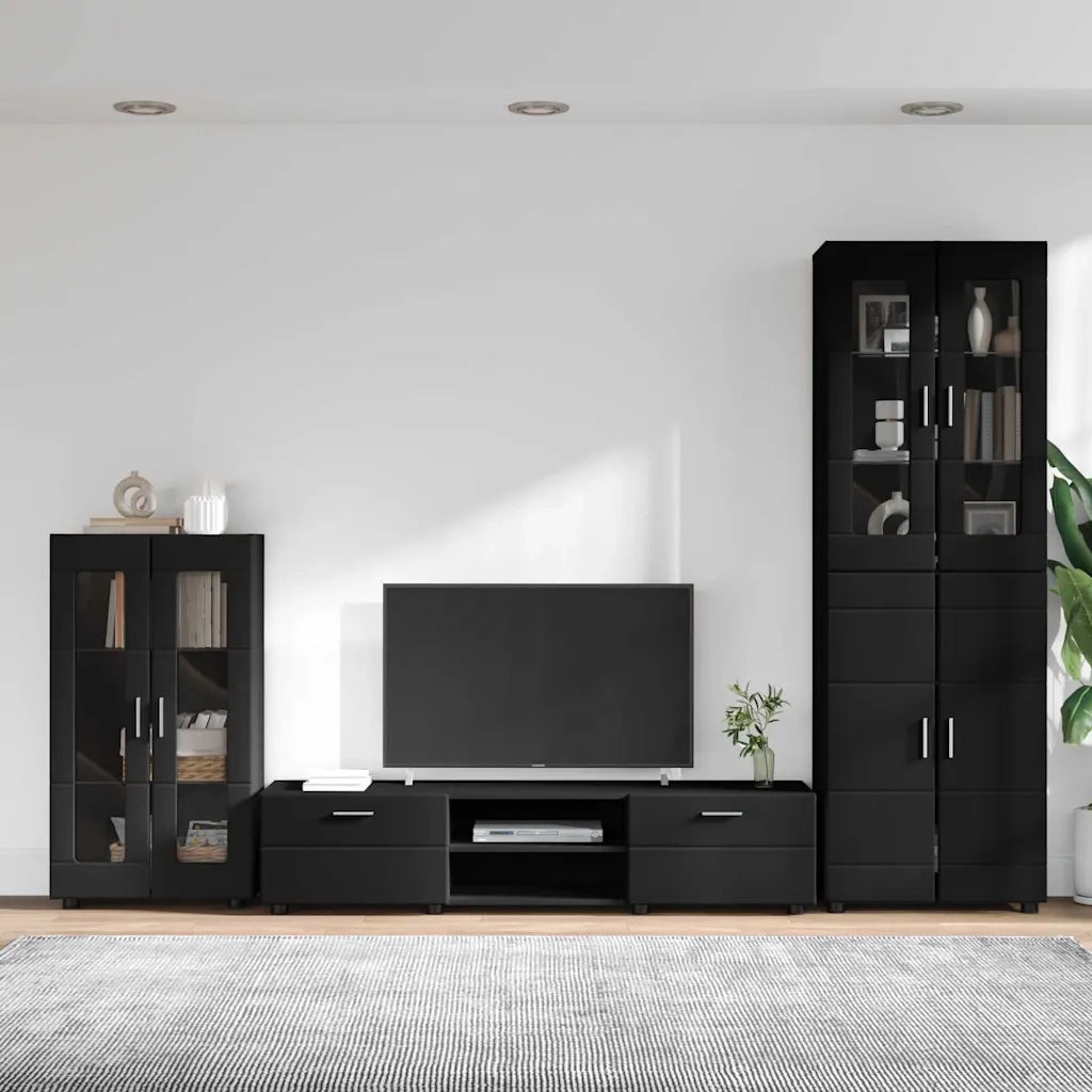 Set mobile TV con cassetto FLORIN 3 pcs Nero Legno multistrato
