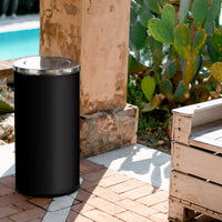 Cestino Gettacarte Ø38,5 cm in Metallo Nero Opaco 52L con Coperchio Girevole