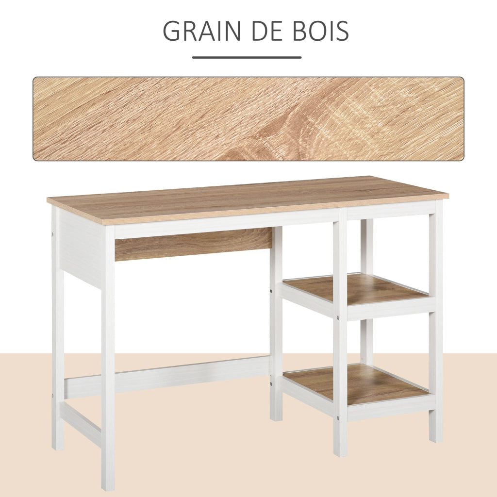 Scrivania Computer con 2 Ripiani ¨C Zephmum ¨C MDF Rovere Bianco 110x48x76 cm
