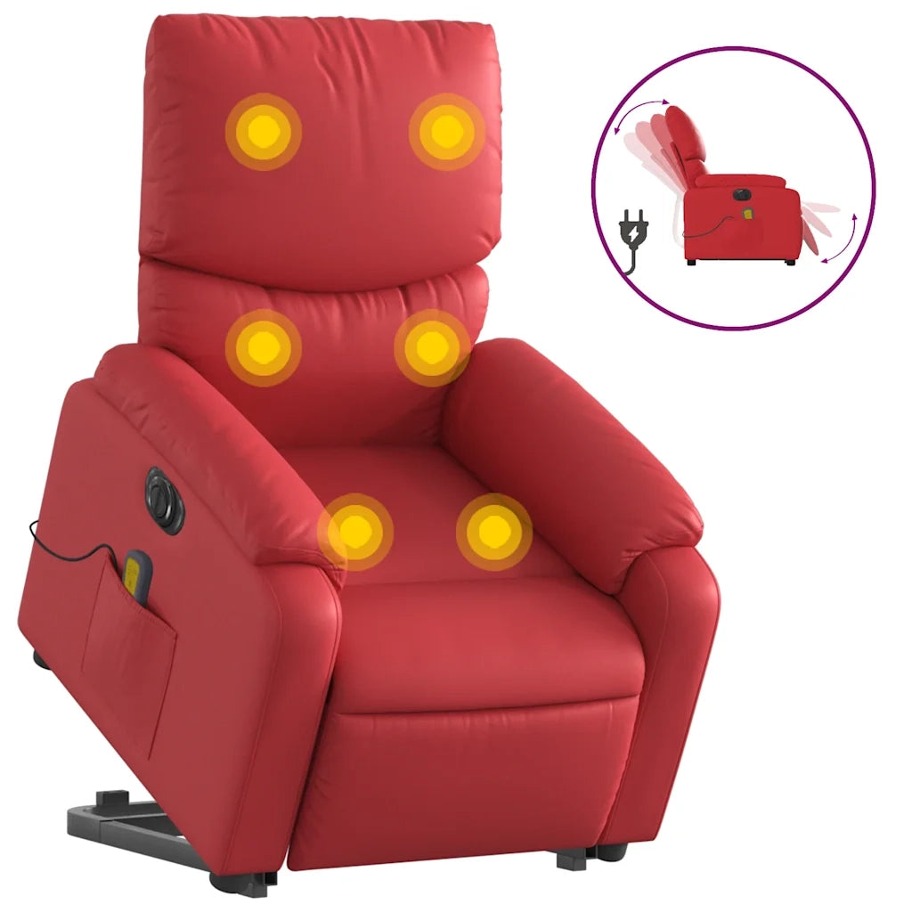 Poltrona Alzapersona Reclinabile Elettrica Rossa in Similpelle 3204912