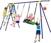Set di altalene per bambini, struttura da gioco 5 in 1 con 2 altalene, altalena da giardino, altalena doppia per bambini all'aperto
