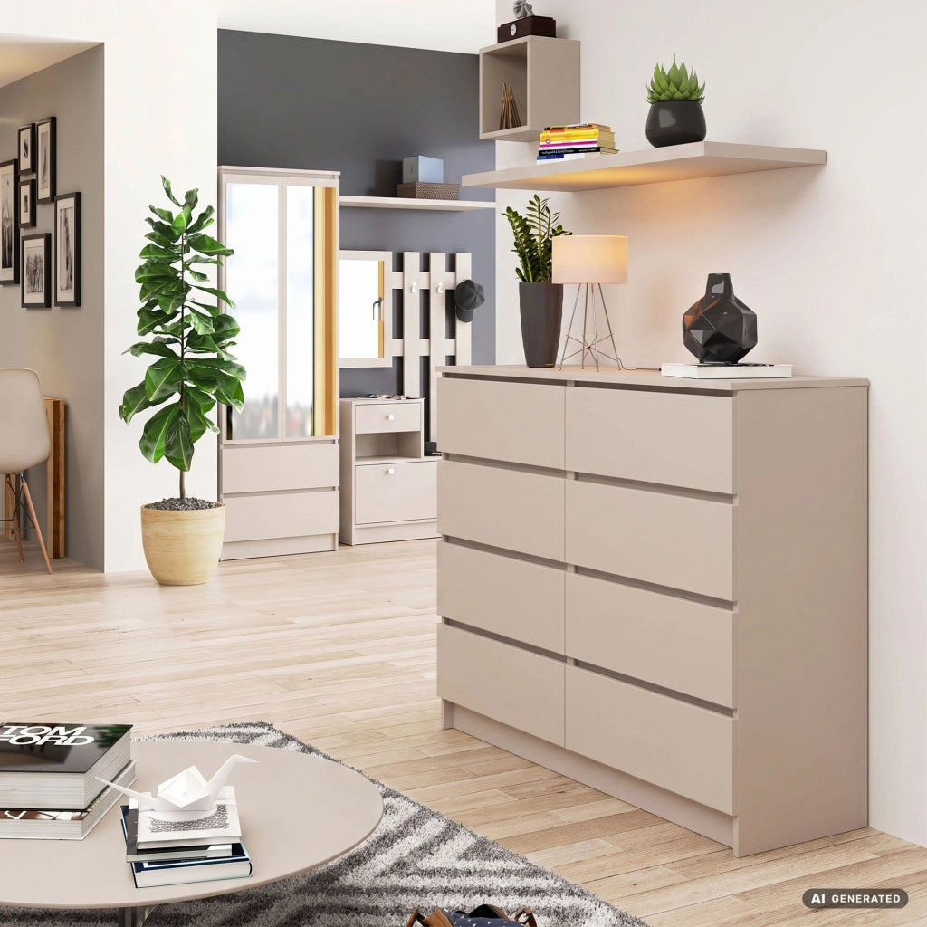 Comò K120 Cashmere 120 cm 8 cassetti 120x40x99 cm
