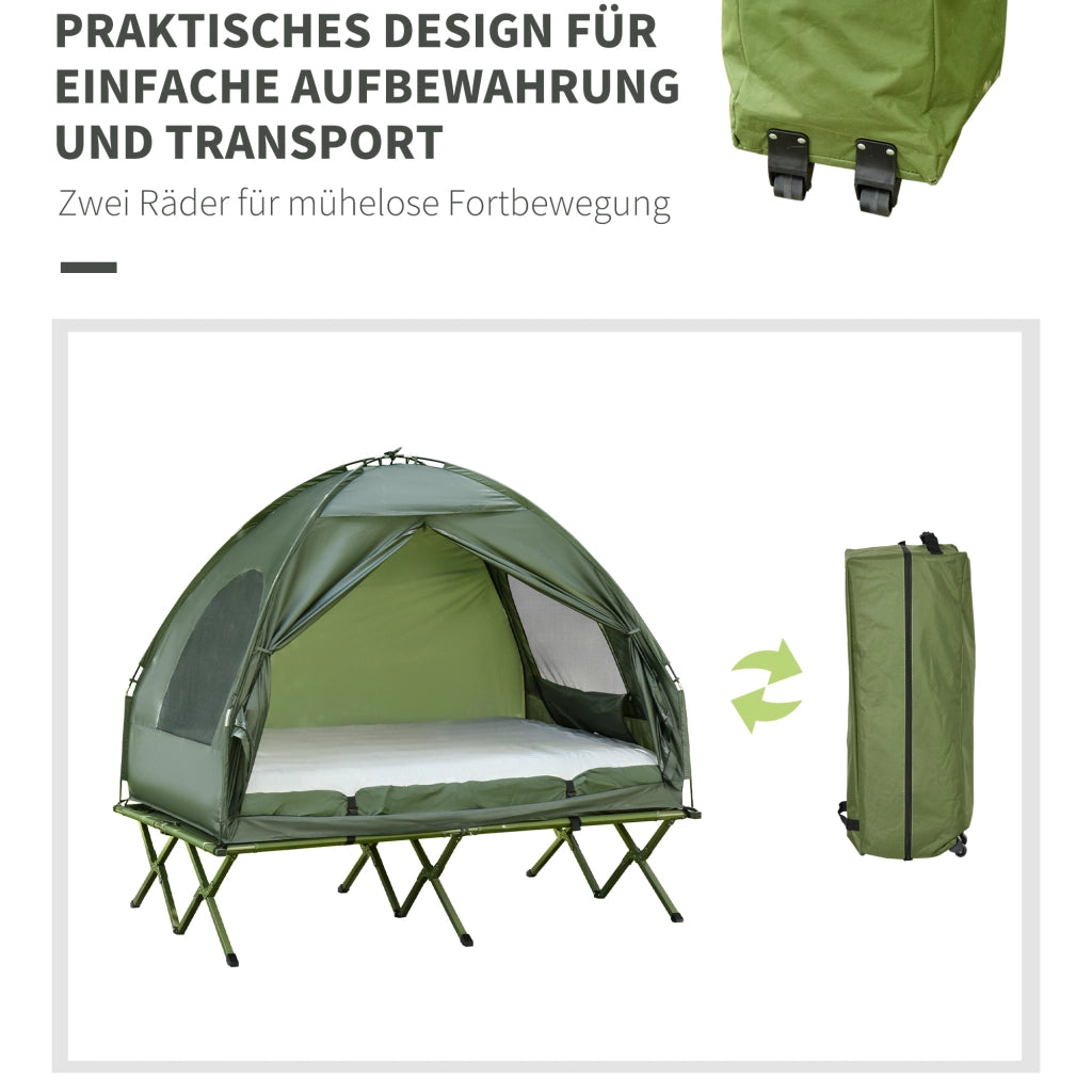 LETTO da campeggio Set da 2 persone 103 x 27 x 36 cm verde con materasso gonfiabile incluso