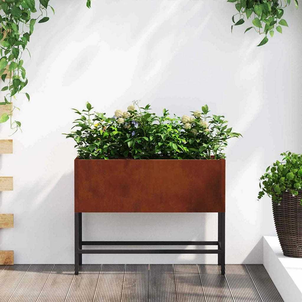 Fioriere | Cassetta per fiori | Vaso da Giardino Rialzato Ruggine 60 x 26 x 45 cm