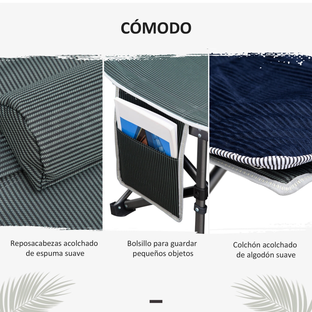 Letto da Campeggio con Cuscino e Telaio in Acciaio ¨C Zephmum ¨C 188x64,5x53 cm Blu