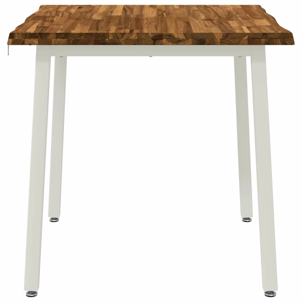 70 x 70 x 75 cm Legno di Acacia Massello Naturale e Bianco 937485