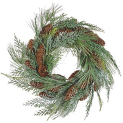 Ghirlanda di natale verde materiale sintetico 34 cm pigne neve design tradizionale rotondo