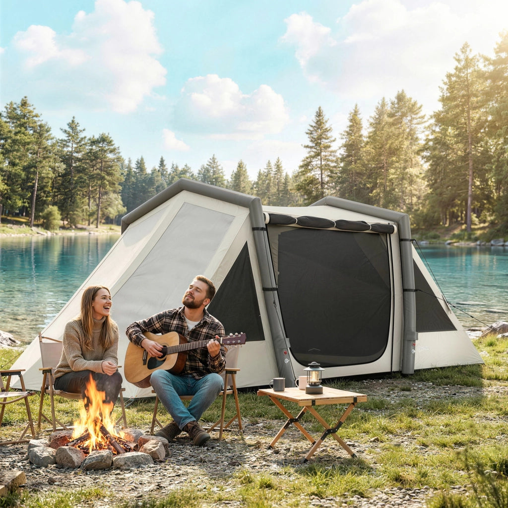 Tenda Gonfiabile 4 Persone con 2 Camere e Anticamera ¨C zephmum ¨C Verde