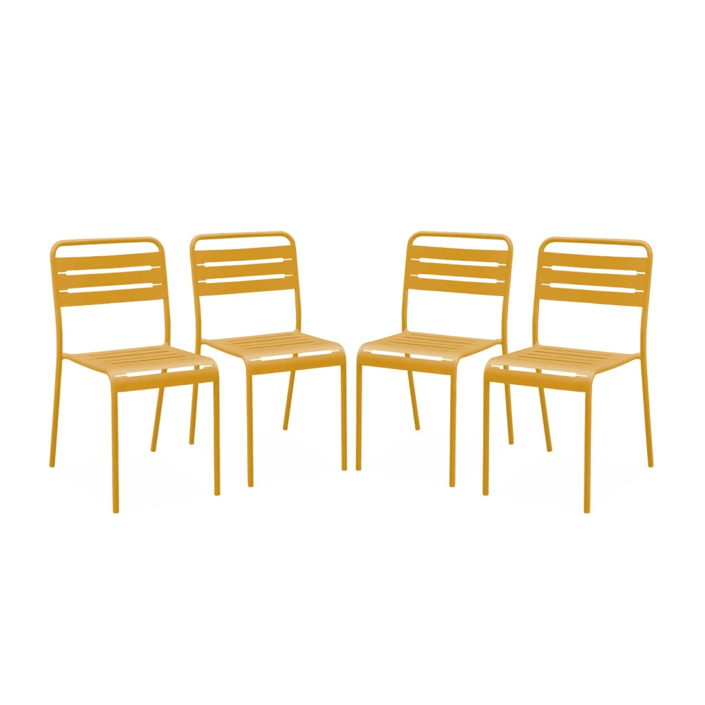 set 4 sedie da giardino bistrot in acciaio, ocra