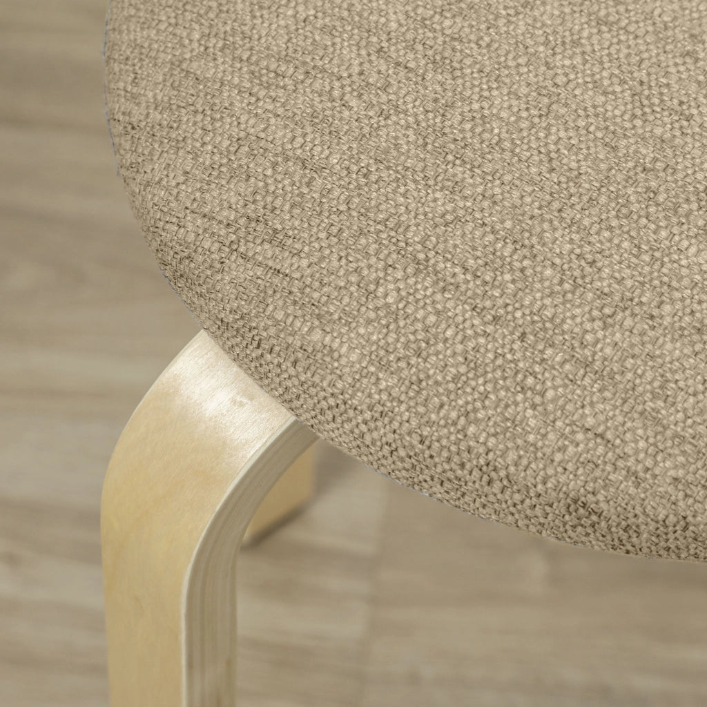 Set 4 Sgabelli con Seduta Imbottita Rotondi e Impilabili Ø40x45 cm in Legno Cachi