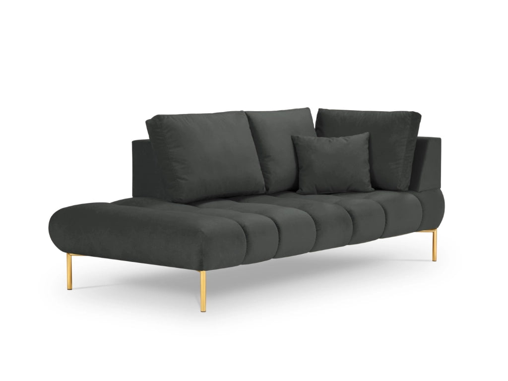 Cosmopolitan Design - Chaise longue sinistra "Hastings" 2 posti in velluto grigio scuro 