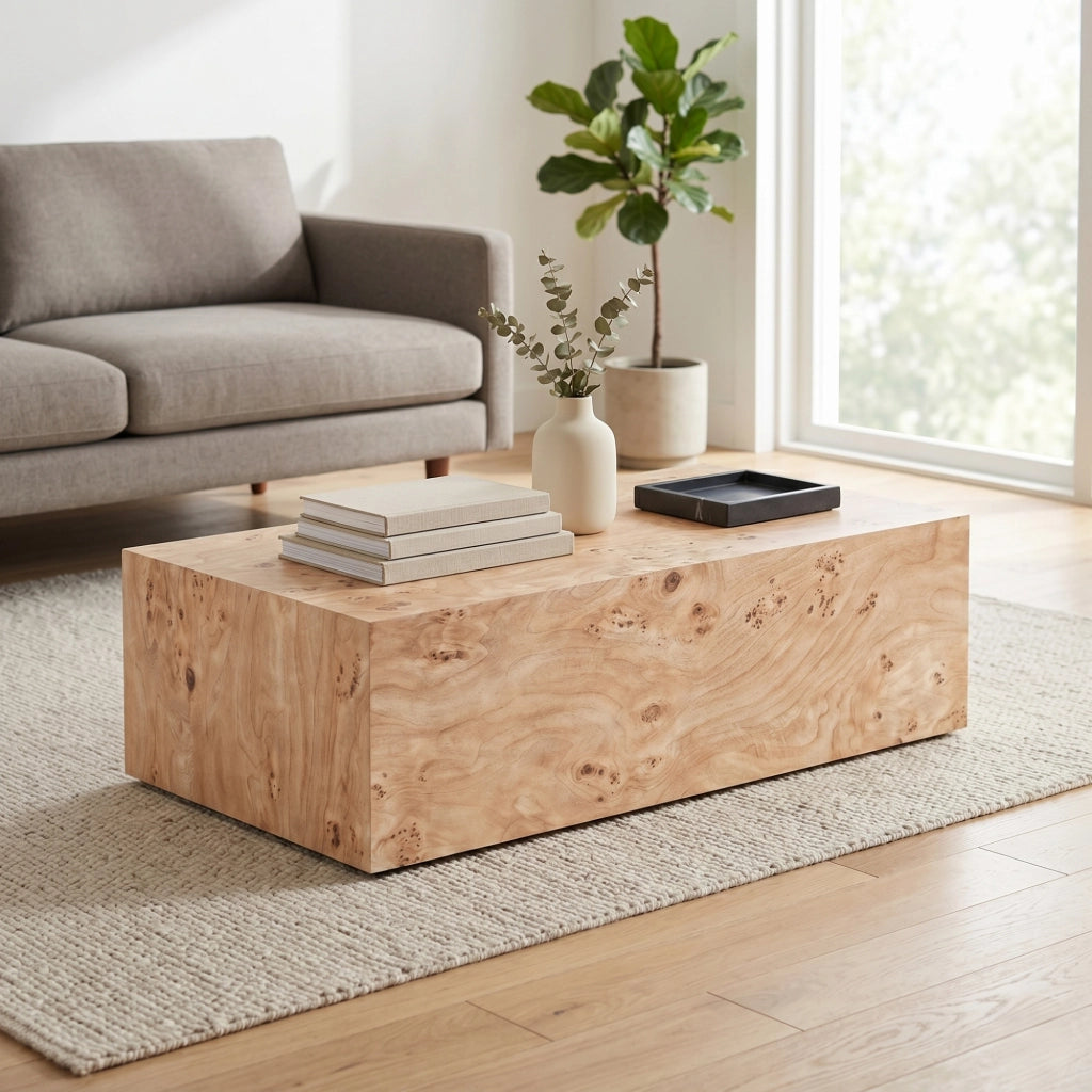 Tavolino basso multifunzionale in MDF effetto legno con superficie facile da pulire per soggiorno 100 × 59,5 × 38 cm