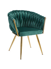 POLTRONA IN VELLUTO VERDE CON STRUTTURA IN METALLO COLOR ORO DIMENSIONI 44X65X79 CM