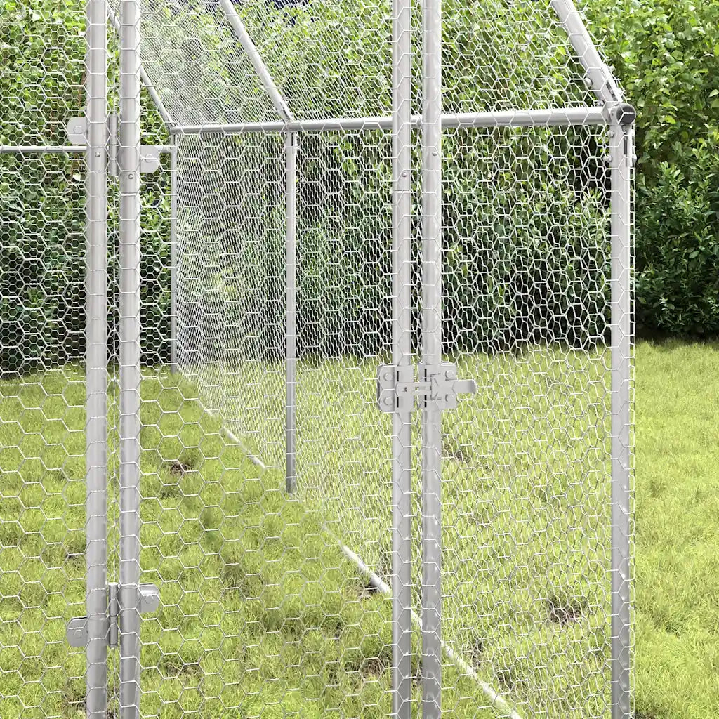 Gabbia per Polli Argento 400x100x190 cm in Acciaio Zincato 172551