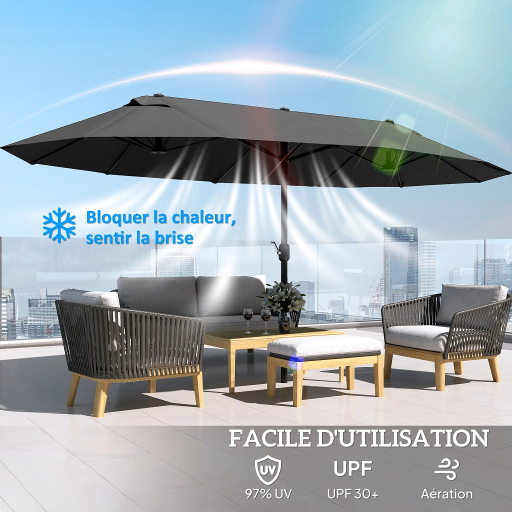 Ombrellone da Giardino XXL ¨C zephmum ¨C Poliestere Nero 300x300 cm
