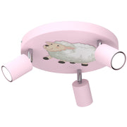 Plafoniera Luminex Fun 3 spot rosa rotonda pecora GU10