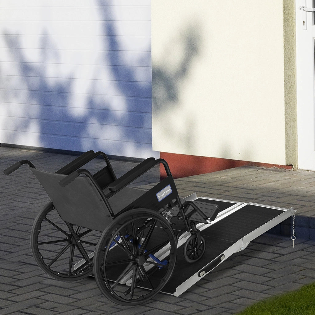 Rampa per Sedia a Rotelle Pieghevole ¨C Minimal ¨C Nero Alluminio 122x73,5 cm