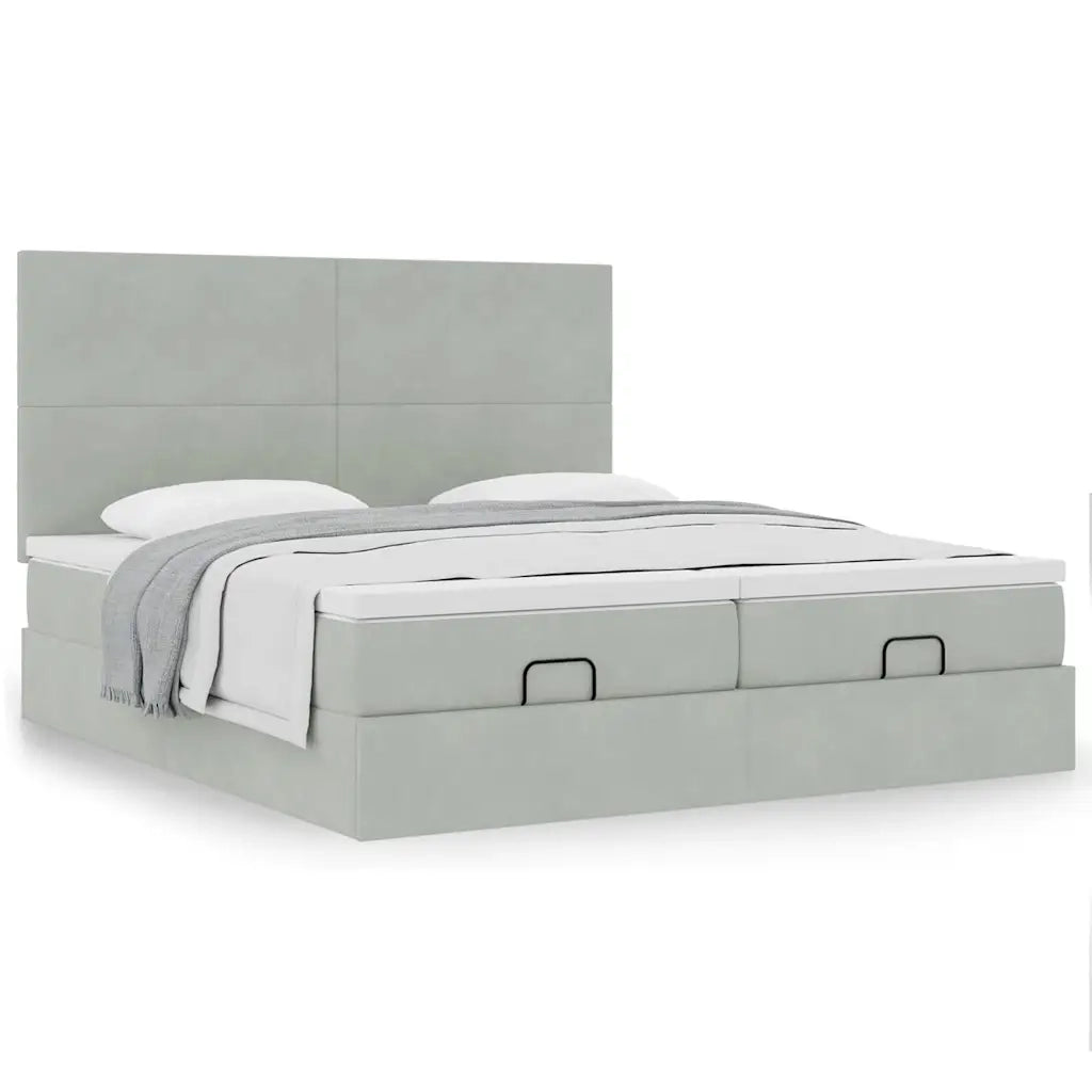 Struttura Letto Pouf con Materassi 160x200 cm in Velluto 3313748