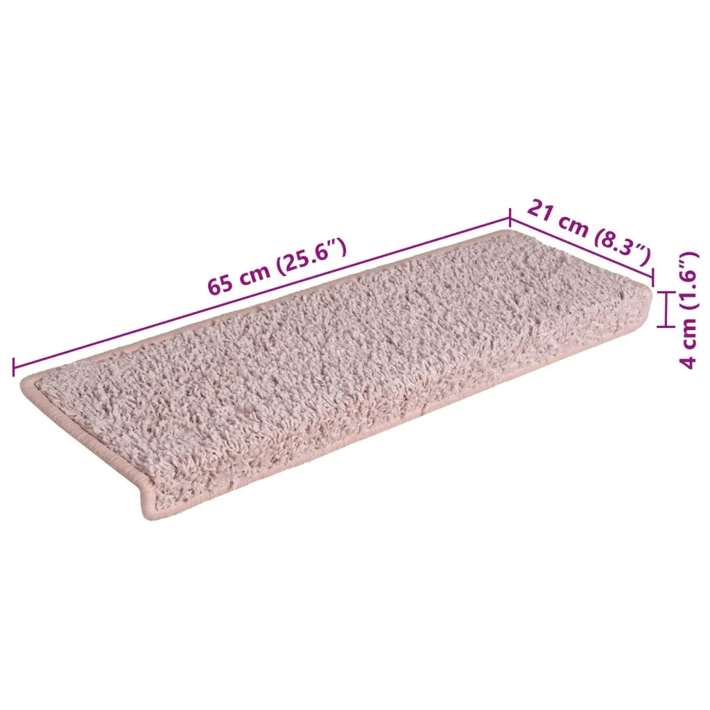 Tappetini per scale 15 pz 65x21x4 cm Rosa chiaro con bordo rettangolare 326201