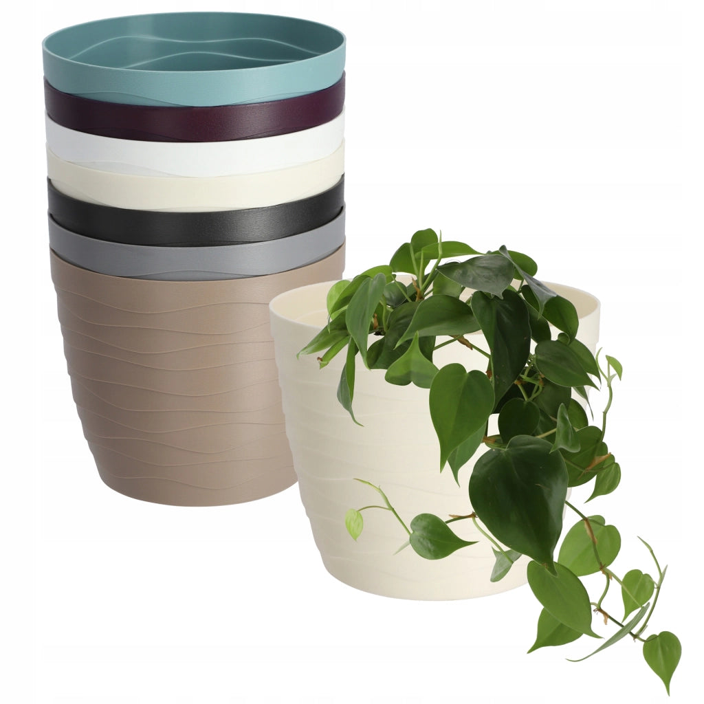 Vaso da fiori KADAX, coprivaso rotondo color crema, 19 cm, in plastica.