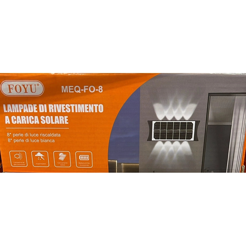 Trade Shop - Applique Parete Lampada Da Esterno Ricarica Solare Bidirezionale Impermeabile Meq-fo-8 -