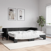 Divano Letto con Letto Estraibile Nero 80x200 Tessuto 3196575