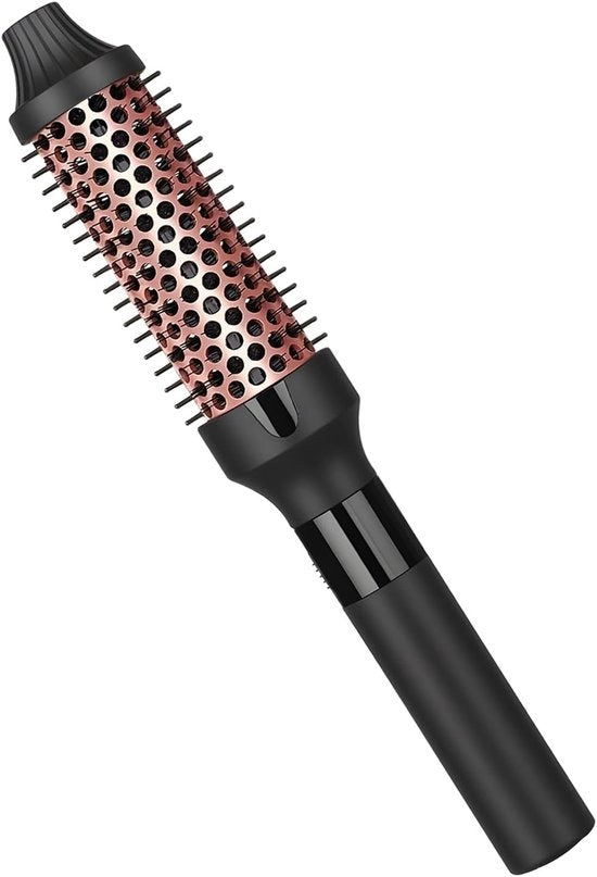 Krulborstello 1,25/1,5 pollici, krulkam ronde ceramica doppia PTC riscaldato, krultang termal ionico termico, riscaldatore di borstello, piastra, doppia tensione, portatile (3,2 cm)