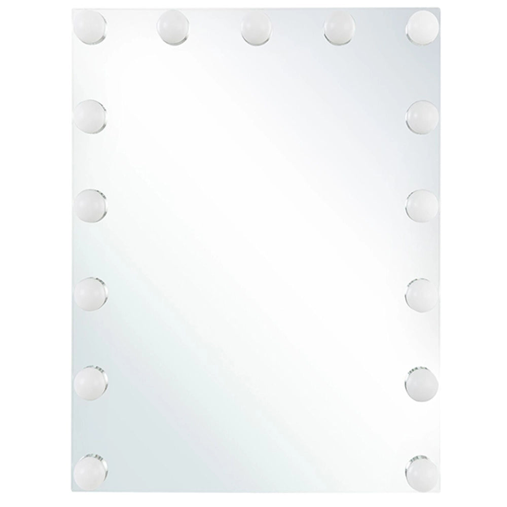 Specchio da toeletta da parete con LED Bianco 40 x 50 cm Tavolo da toeletta rettangolare illuminato con lampadine Hollywood