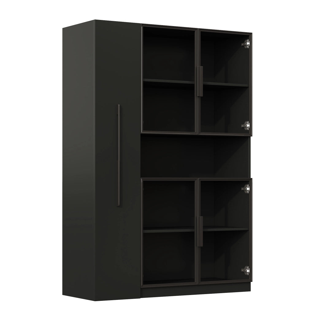 Vetrina multifunzione con LED multicolore e ripiani estraibili 110x35x160 cm nera