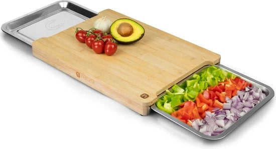 Snidorete naturale con contenitori per grasso magnetici - aiuto pratico in cucina - snidorete di alta qualità in bambù con contenitori per grasso - snidorete di legno - tavolo di lavoro in cucina di legno