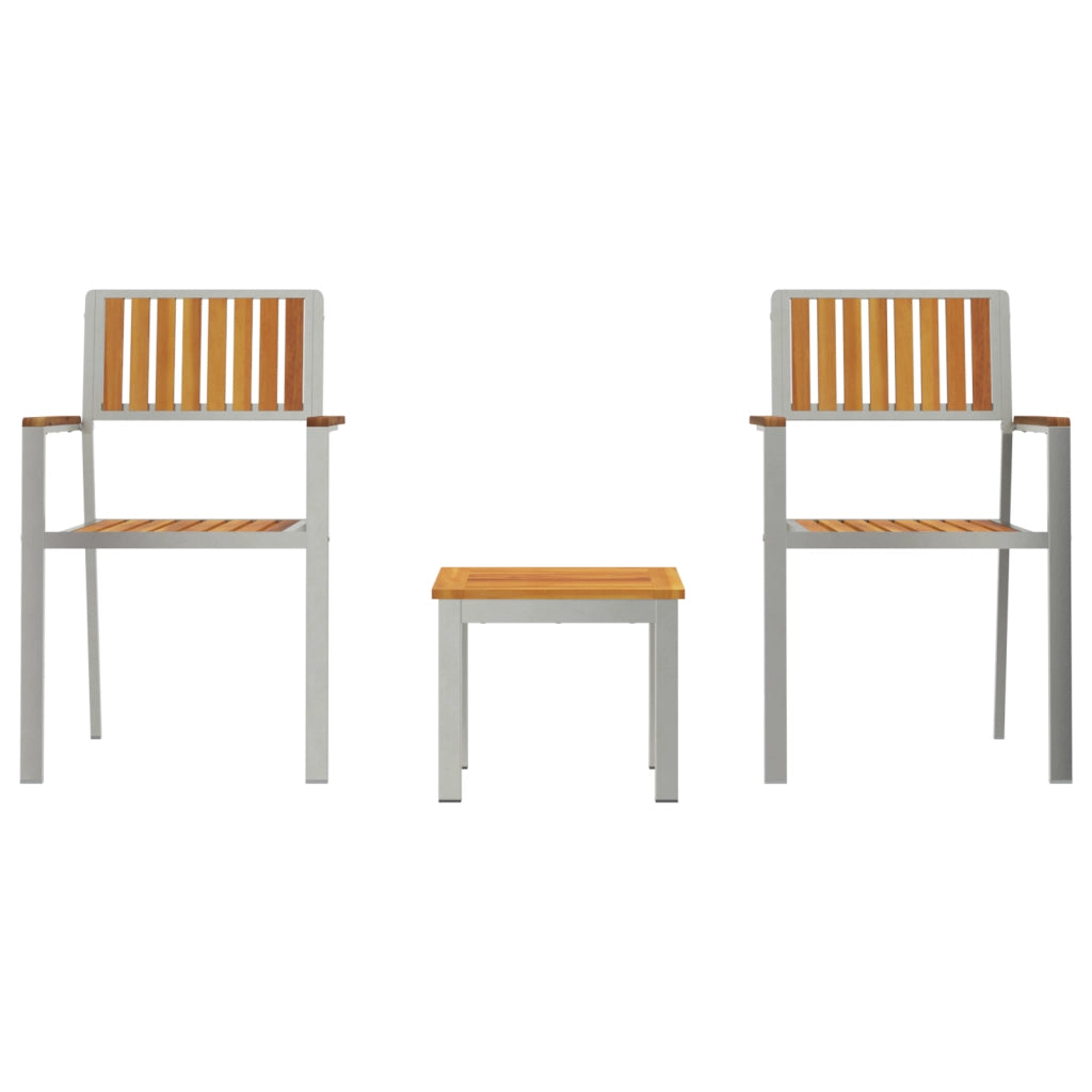 Set Pranzo Giardino  3 Pezzi Legno Massello di Acacia