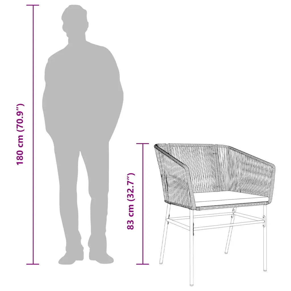 Set da Pranzo da Giardino 3 pz con Cuscini Polyrattan Vetro